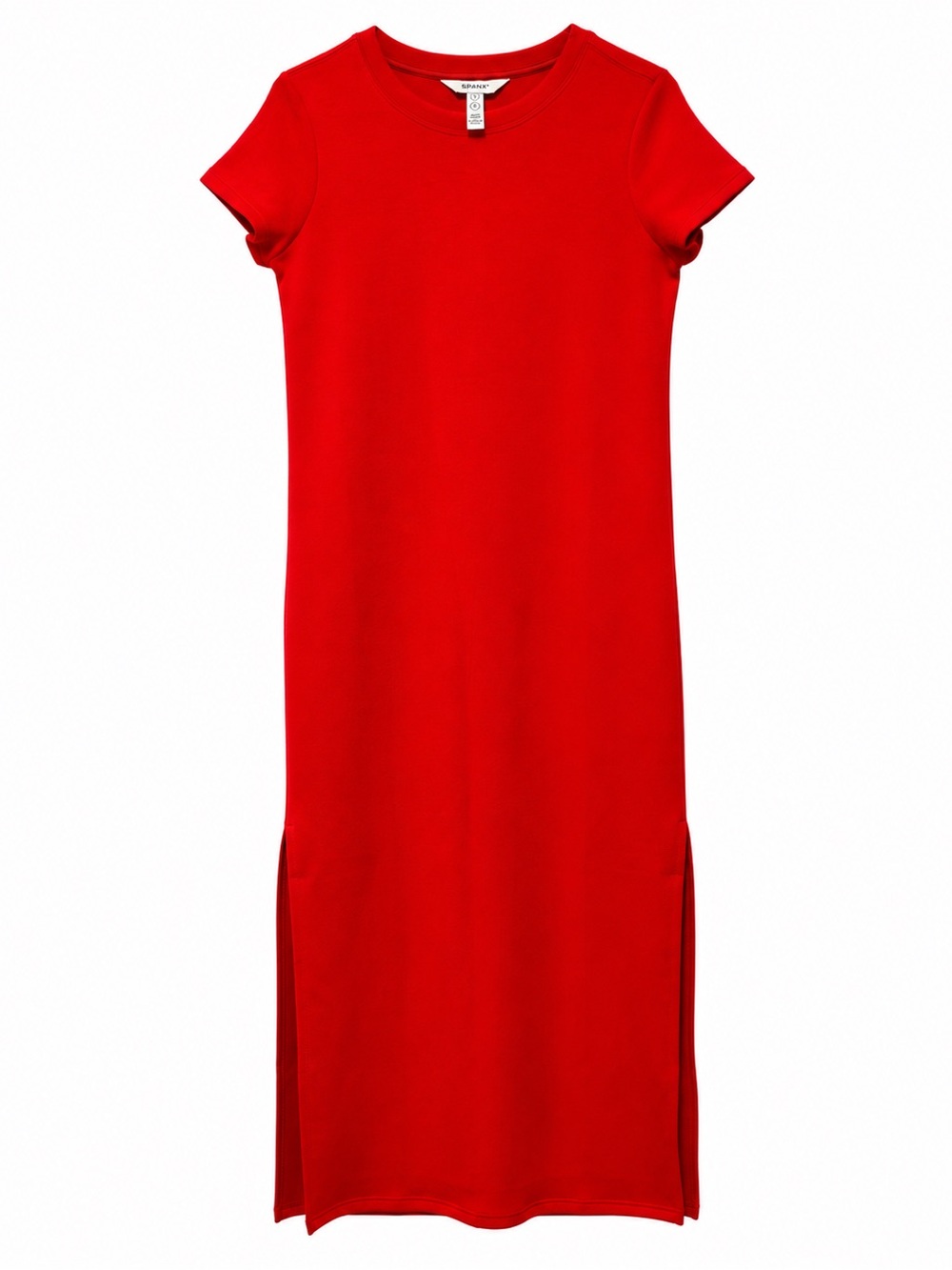 🦋 SPANX| Red Short Sleeve Maxi Midi T-Shirt Dress Side Slits Size Small